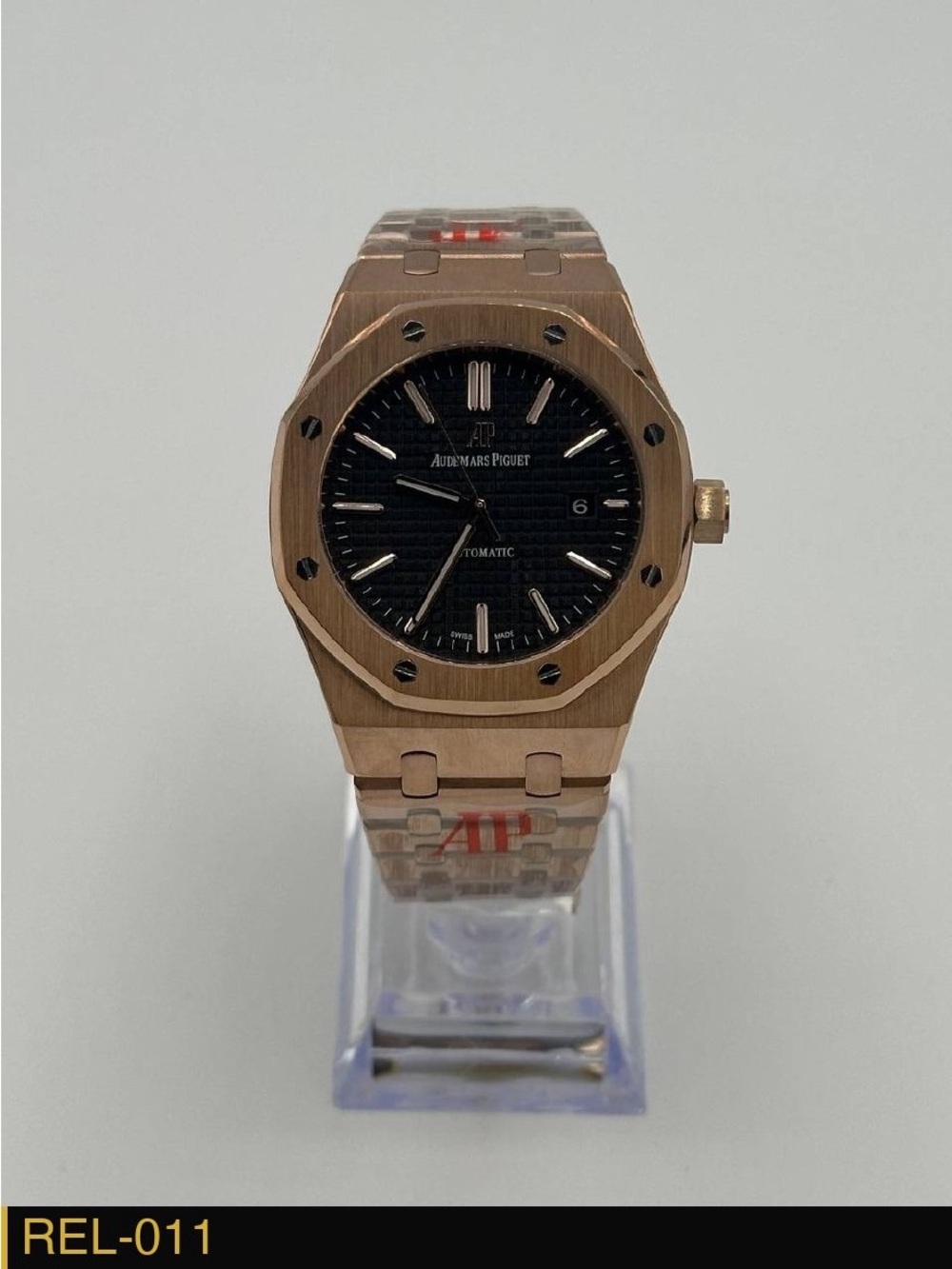 Audemars Piguet Rose Gold Tone Watch with Black Dial